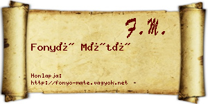Fonyó Máté névjegykártya